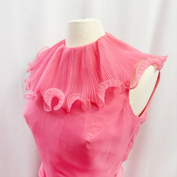 Vintage pink ruffle knife-pleat dress - fits like a small - Picture 4 of 5